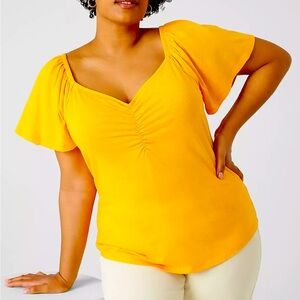 Lane Bryant Flutter-Sleeve Sweetheart-Neck Top